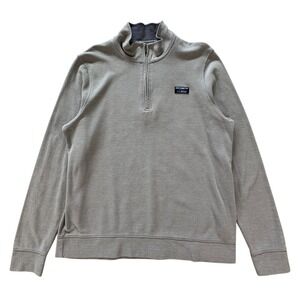 L.L.Bean Pique Performance Quarter Zip Pullover Gray Men's L Preppy Coastal EUC